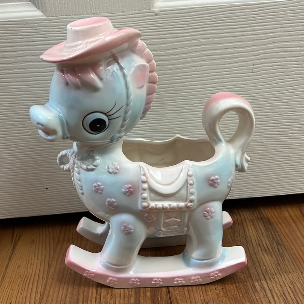 (2 for $25) Large Vintage Cowboy Horse Nursery Planter
